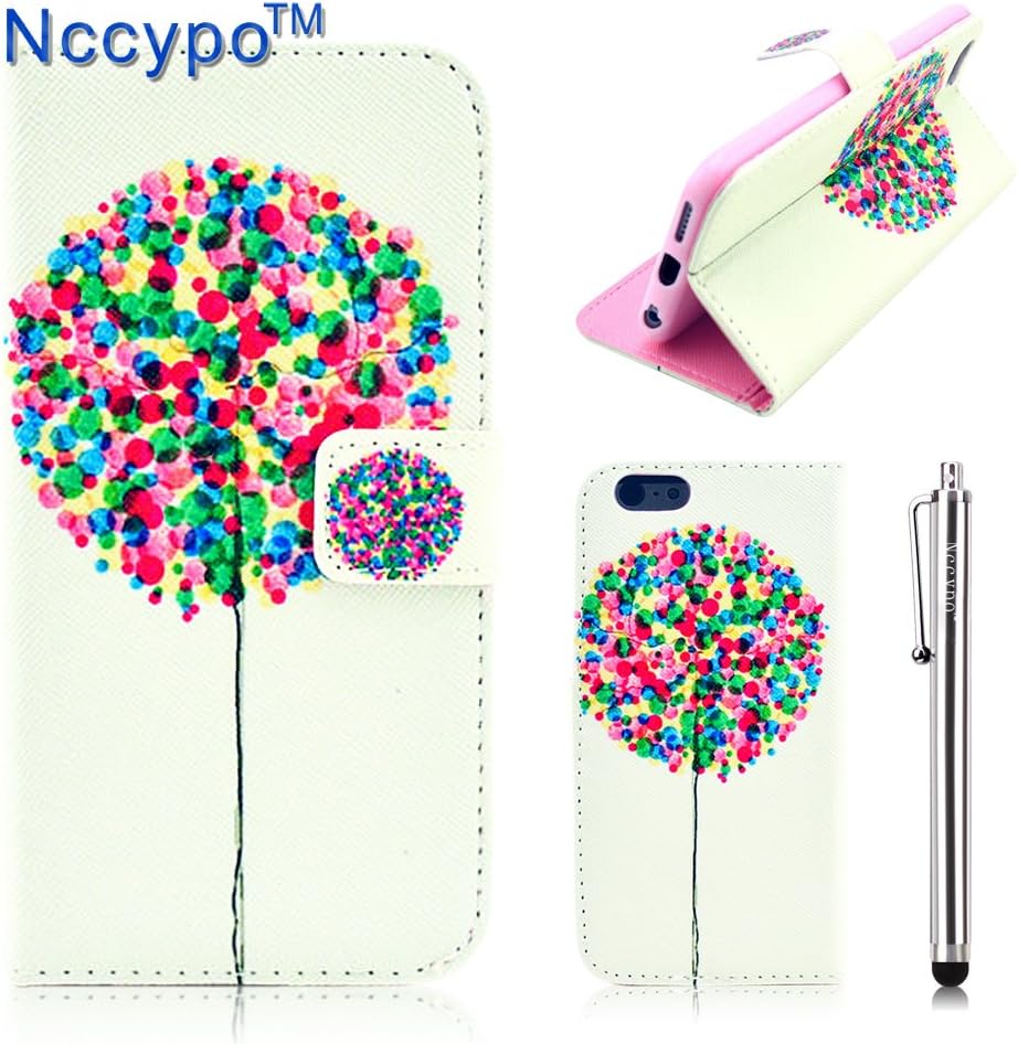 iPhone 6 Plus Case, Nccypo Newly Fashion PU Leather Magnet Wallet Slim Protective Shell Case Cover For Apple iPhone 6 Plus(5.5 inch)[Colorful Air Balloons] with Credit Cards Slots and Stylus