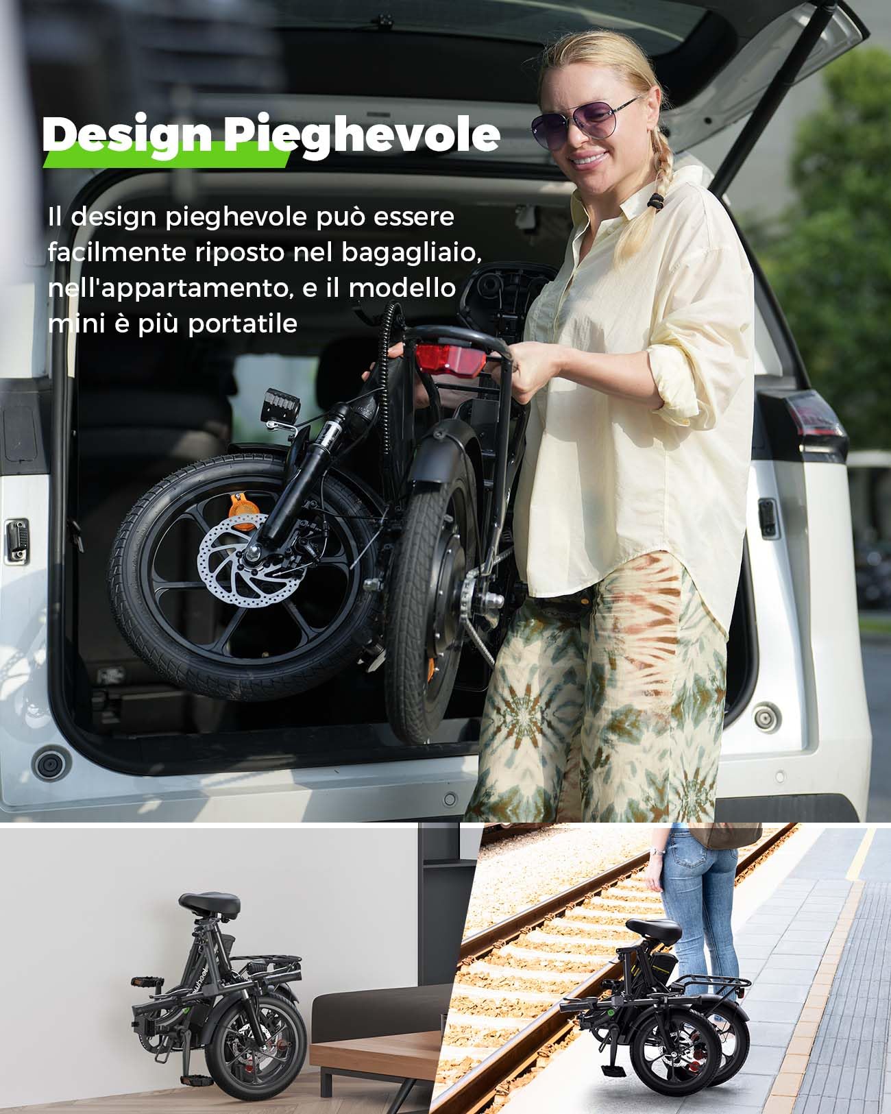 Finbike 250w Bici Elettrica Pieghevole, Bicicletta Elettrica A Pedalata Assistita, 374.4WH Batteria, Max Autonomia 88KM, 3 Modalità Di Guida, Carga 120kg