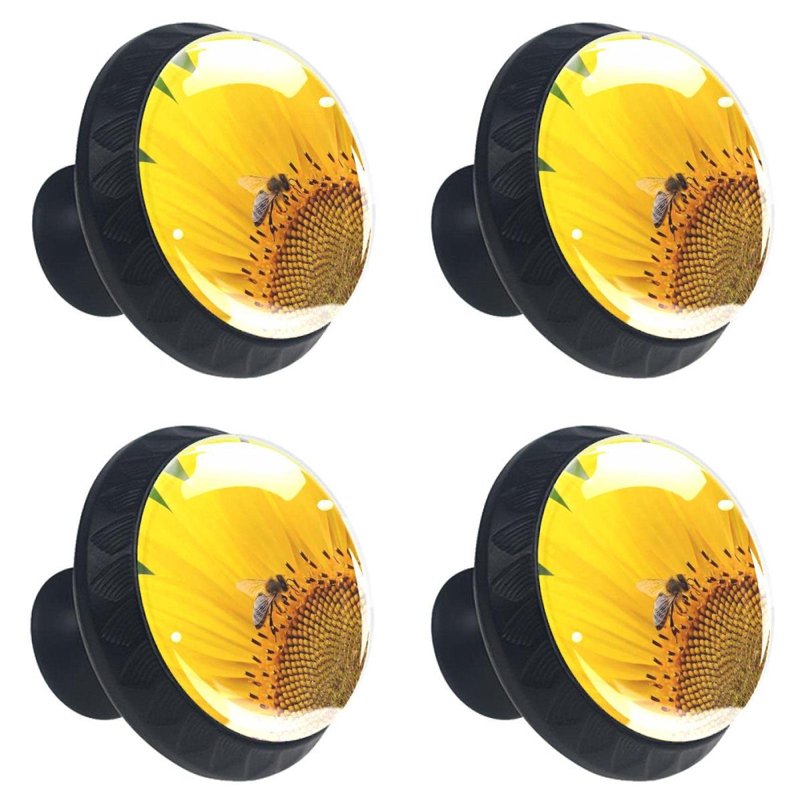 Boutons de tiroir motif abeille en verre jaune éclatant pour toute la maison