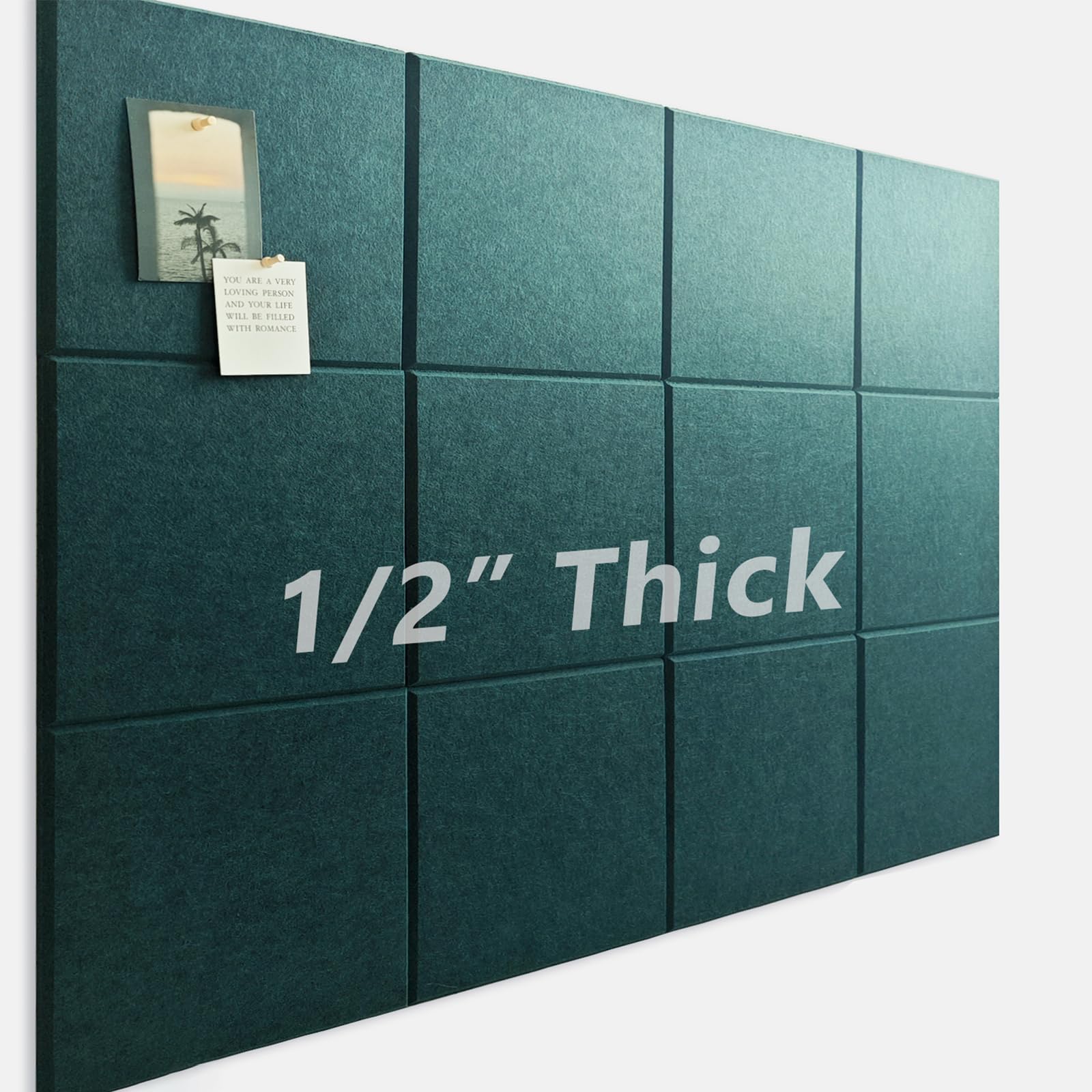 Large Cork Board for Office Wall Decor,48"x36"-12 Pack Felt Wall Tiles with Safe Removable Adhesive Tabs, 1/2" Thick, Felt Bulletin Board Pin Board