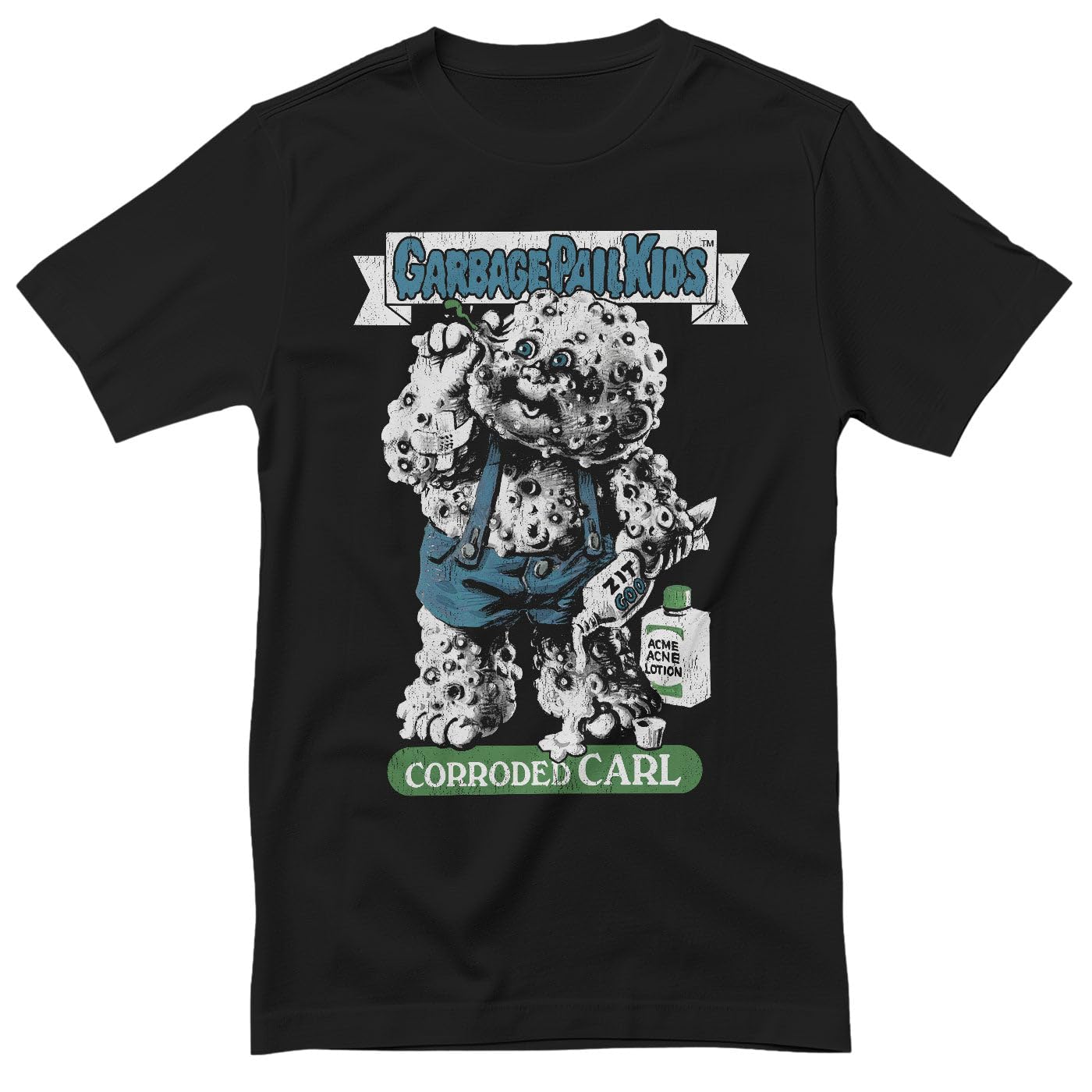 Garbage Pail Kids Officially Licensed Corroded Carl Mens T-Shirt (Black), X-Large