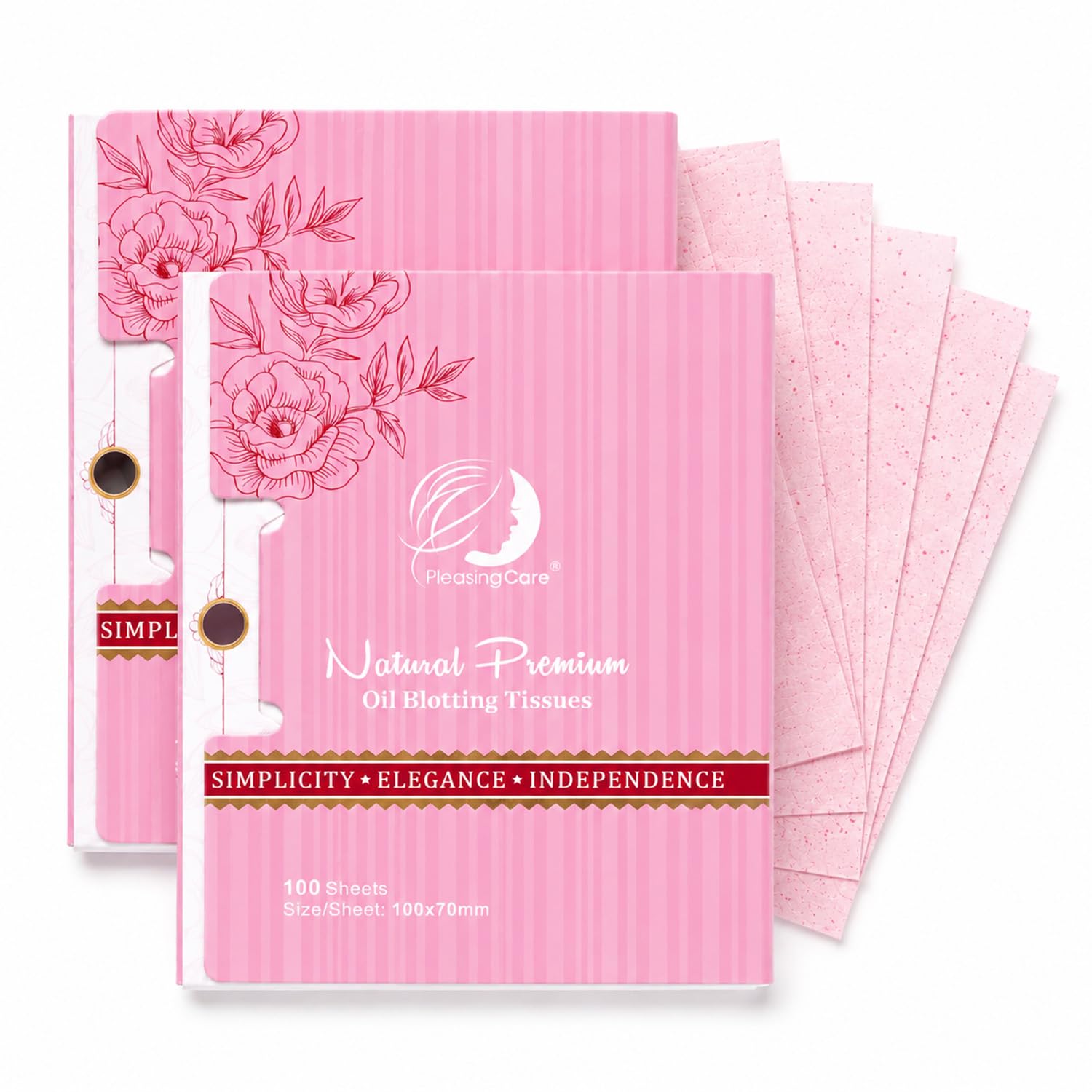 Premium Face Oil Blotting Sheets - 2 Pack for Facial Care or Makeup, Rose