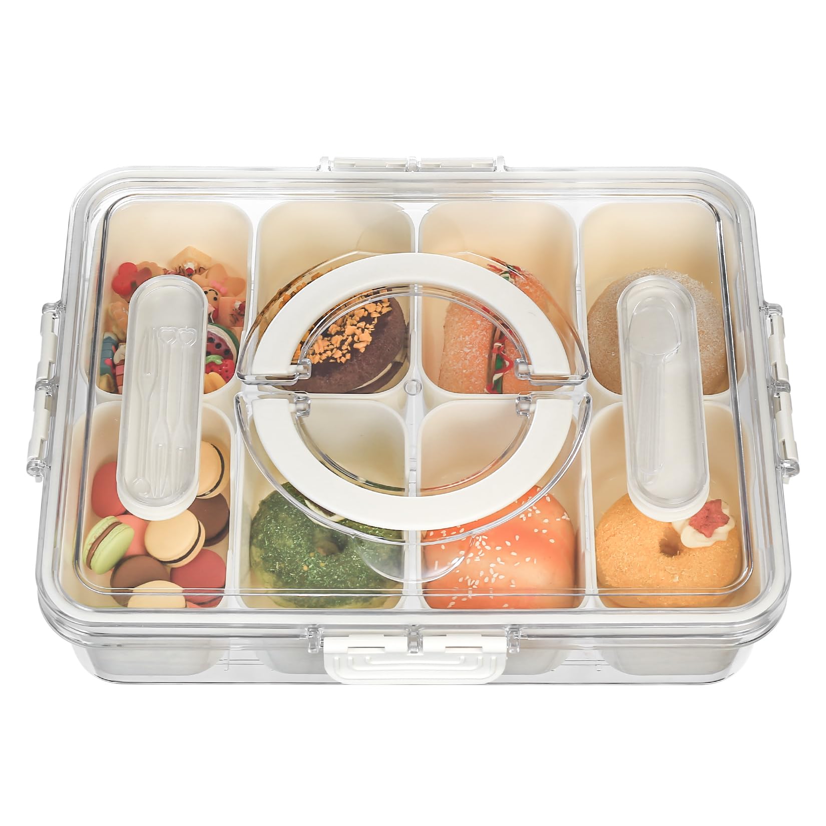 Ciotola Snack Con 4 Scomparti Rimovibili E Coperchio - Portatile E Impilabile - Foto 3