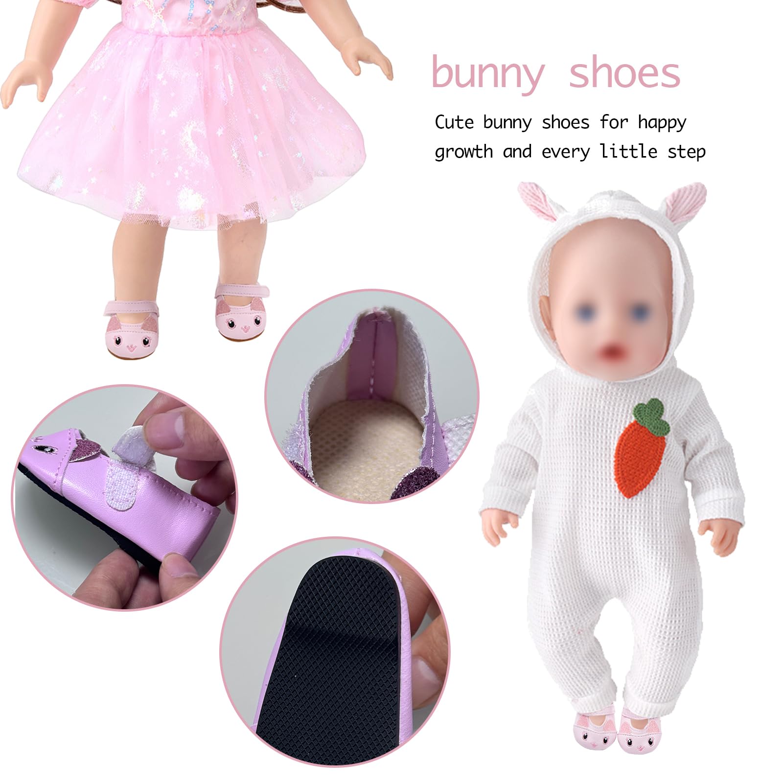 Set di accessori per bambole, scarpe e calze per bambole da 43 cm, 7 pezzi, rosa e marrone