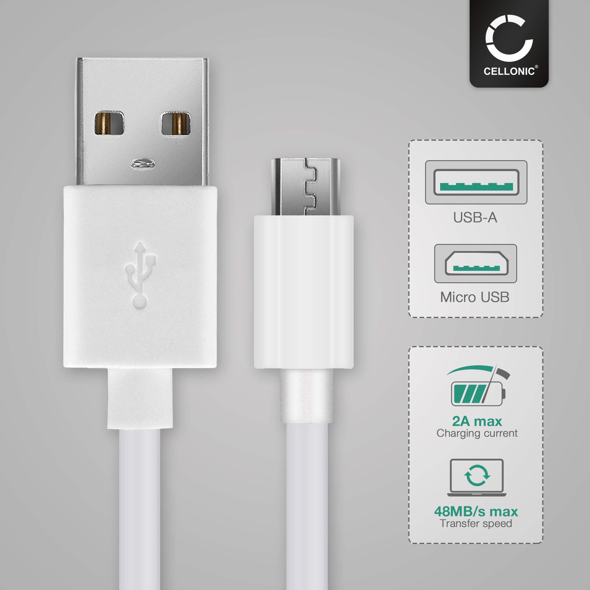 CELLONIC USB Kabel Für BMW Navigator 6 – 2 M, Micro-USB Auf USB-A, Schwarz, Nylon, Für Laden & Daten