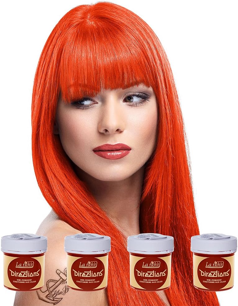 4 x La Riche Directions Semi-Permanent Hair Colour Dye Box Of Four-Tangerine