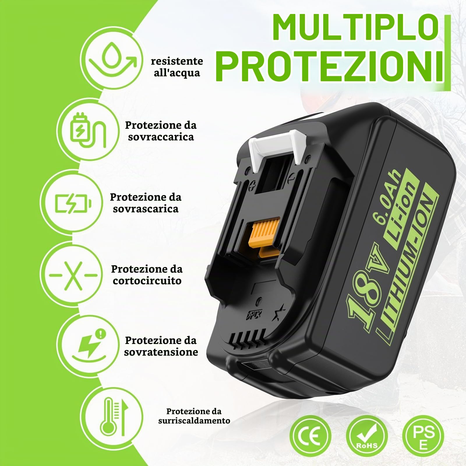 2x 18V 6Ah DREAMDASH Batteria di Ricambio per Makita Batterie BL1860B