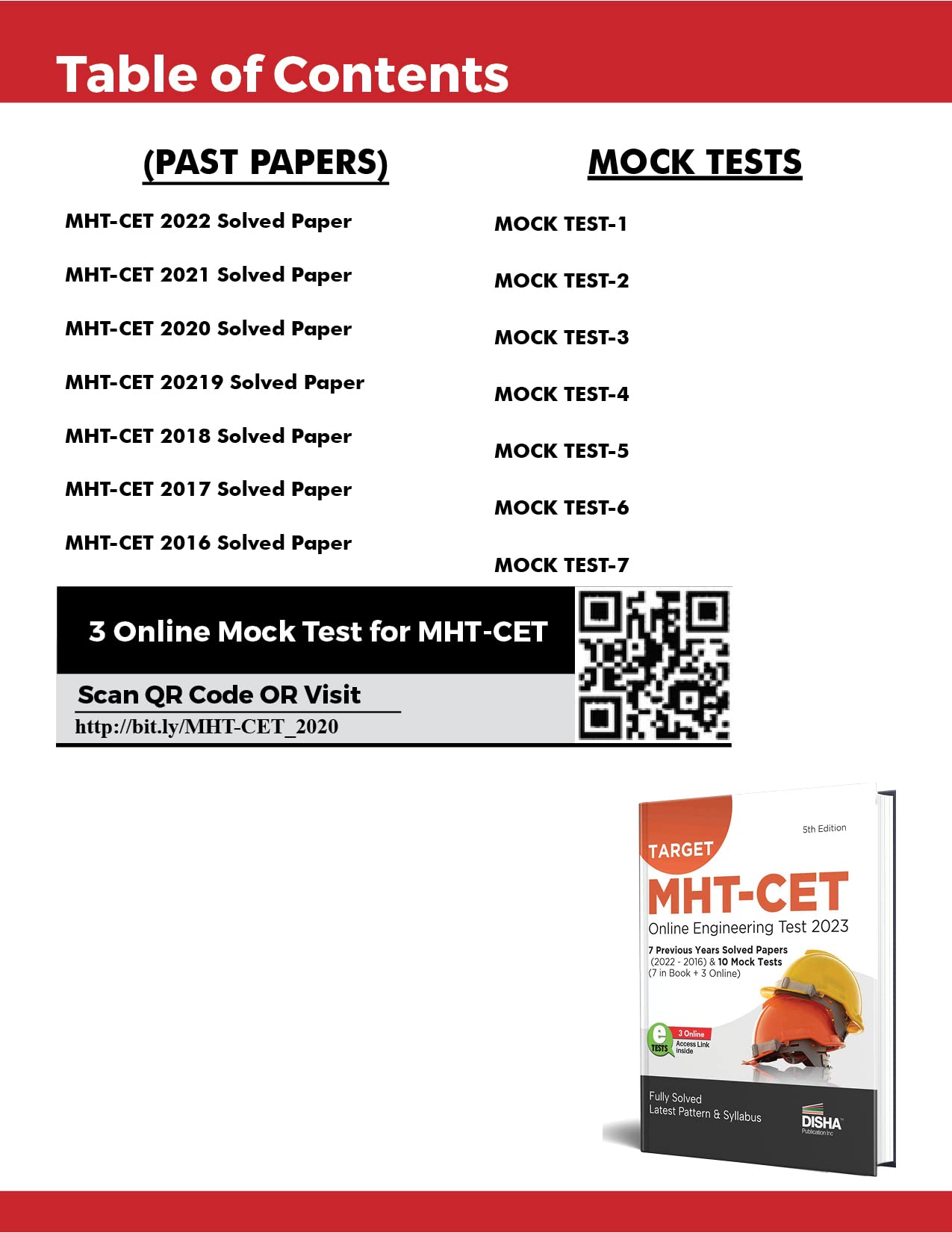 Target Mht-Cet Online Engineering Test 2023 - 7 Previous Year Solved Papers (2022 - 2016) & 10 Mock Tests (7 In Book + 3 Online) 5Th Edition | Pyqs Question Bank | Physics, Chemistry & Mathematics | 1