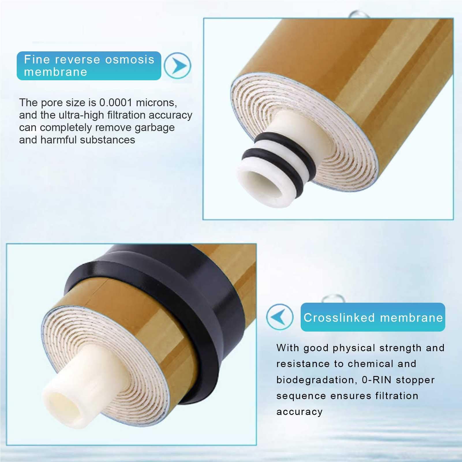 1 filtro a membrana RO di ricambio, filtro a membrana per osmosi inversa da 11,75"x1,75", per sistema di filtrazione dell'acqua potabile RO sottolavello, oro(3213-800G)