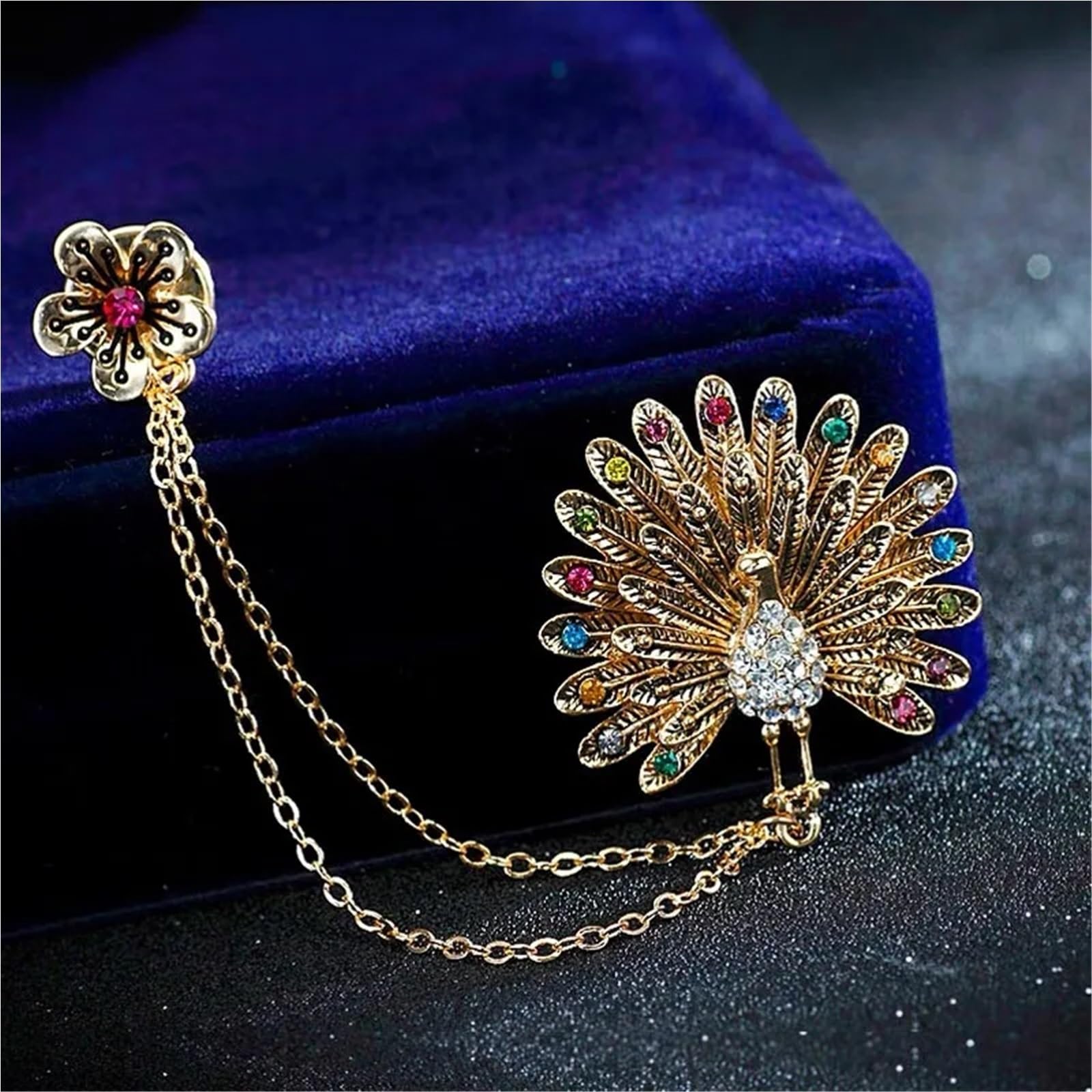 Cadena para broche, Broches de borlas vintage para mujer y hombre unisex para traje camisa cuello cadena solapa joyería retro para boda
