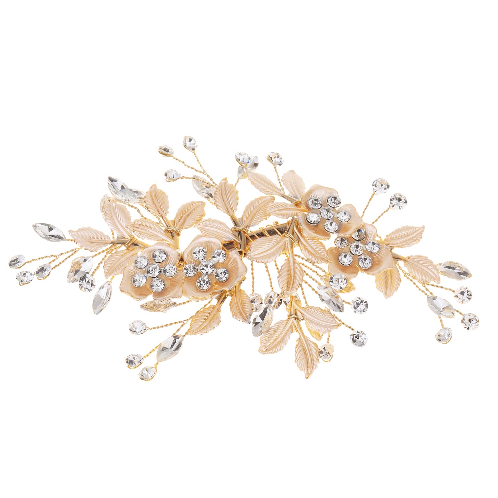 Pettine per capelli da sposa, Fermagli per Capelli da Sposa, Tiara nuziale petalo foglia d'oro,copricapo per la testa per matrimonio, articolo di gioielleria adatto a spose e damigelle