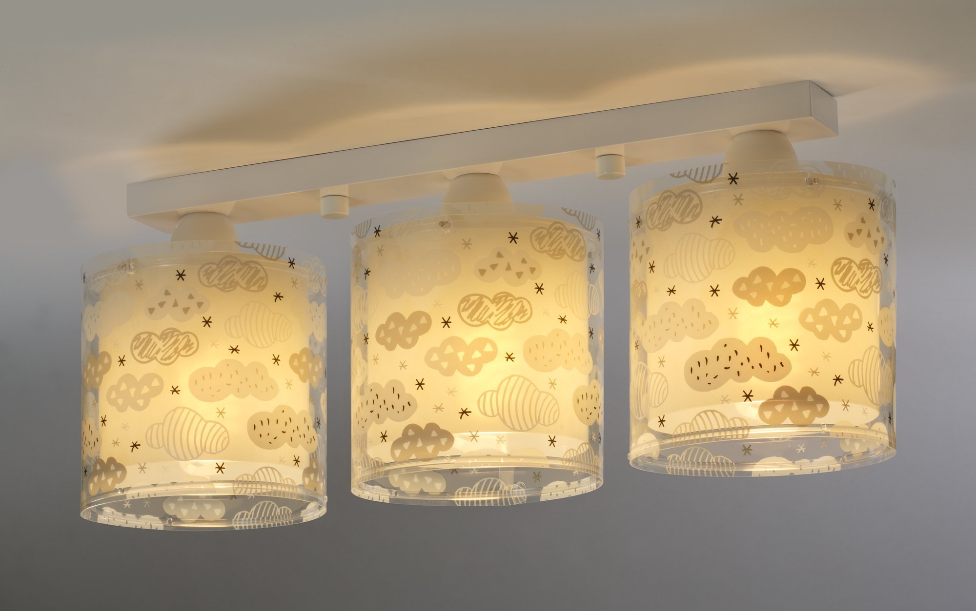 Dalber Kinderlampe Deckenleuchte,Kinderzimmer Deckenlampe 3 Lichter Clouds Wolken Grün Clouds Wolken Grau kinderzimmerlampe, 51 x 15 x 20.5 cm