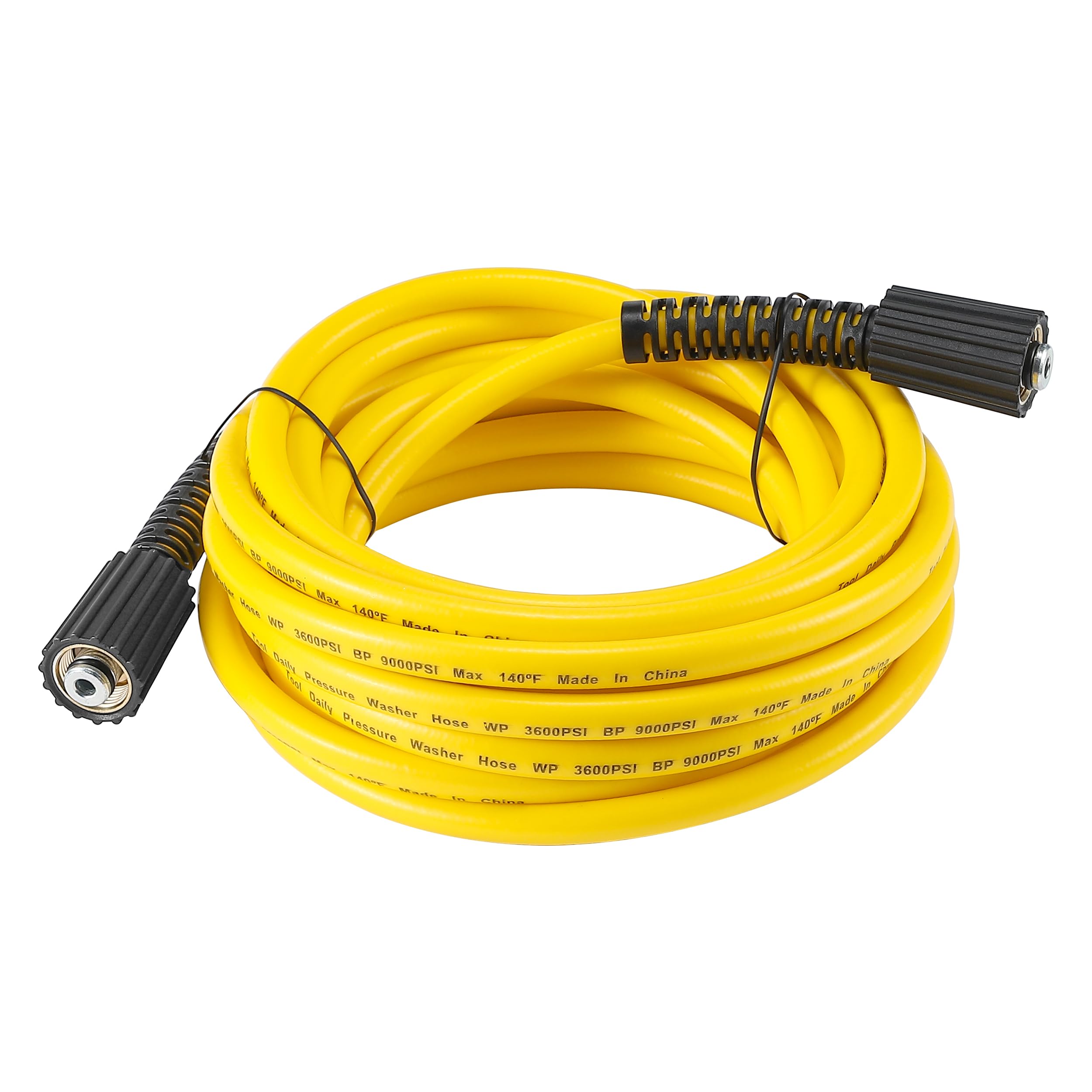 Tool Daily Tuyau de Rechange pour Nettoyeur Haute Pression 7,5 m x 1/4" (6,35 mm), Tuyau d'Extension avec Raccord M22 14 mm, Résistant aux Torsions, 250 bar