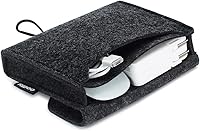 NIDOO Portable Felt Storage Bag for MacBook Charger, Mouse, Cables, Phone - Compact Electronics Organizer Case, Black