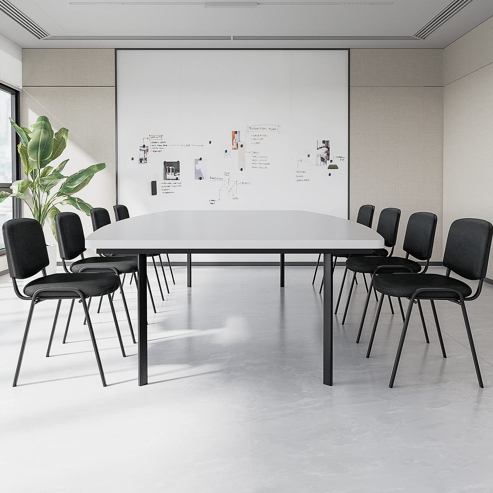 BASETBL Chaise de Conférence Empilable, Chaise Visiteur avec Rembourrage et Structure en Métal Solide, Chaise Empilable pour Salle de Conférence, Salle d’Attente et Espace d’Accueil - Deux Chaises