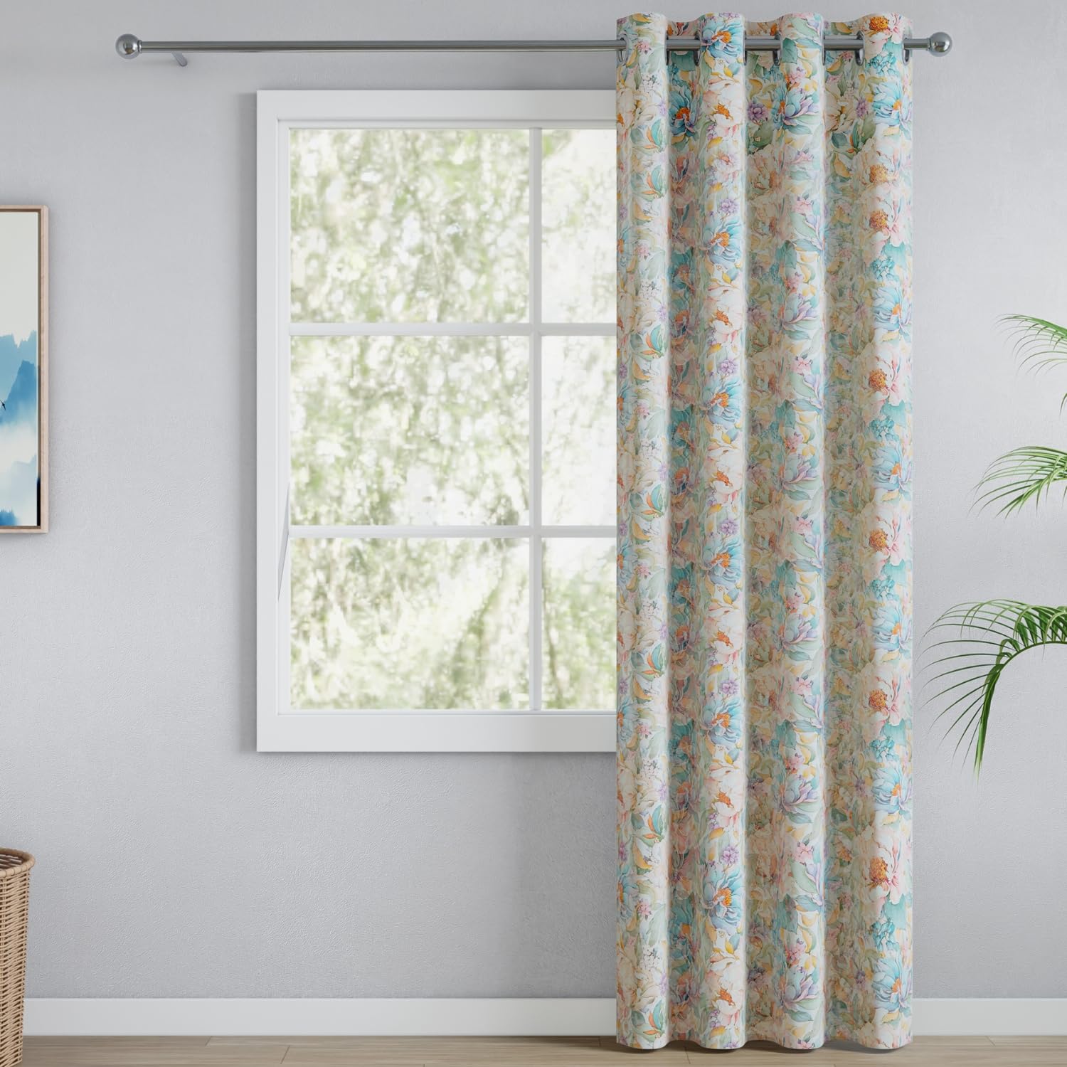 haus & kinder Blossom Serenade Polyester Blackout Door Curtains Pack of 1, Classic Damask, Stainless Steel Eyelet, 7 feet Curtains for Bedroom, Living Room, 280 GSM, 114 x 213 CM-image-43
