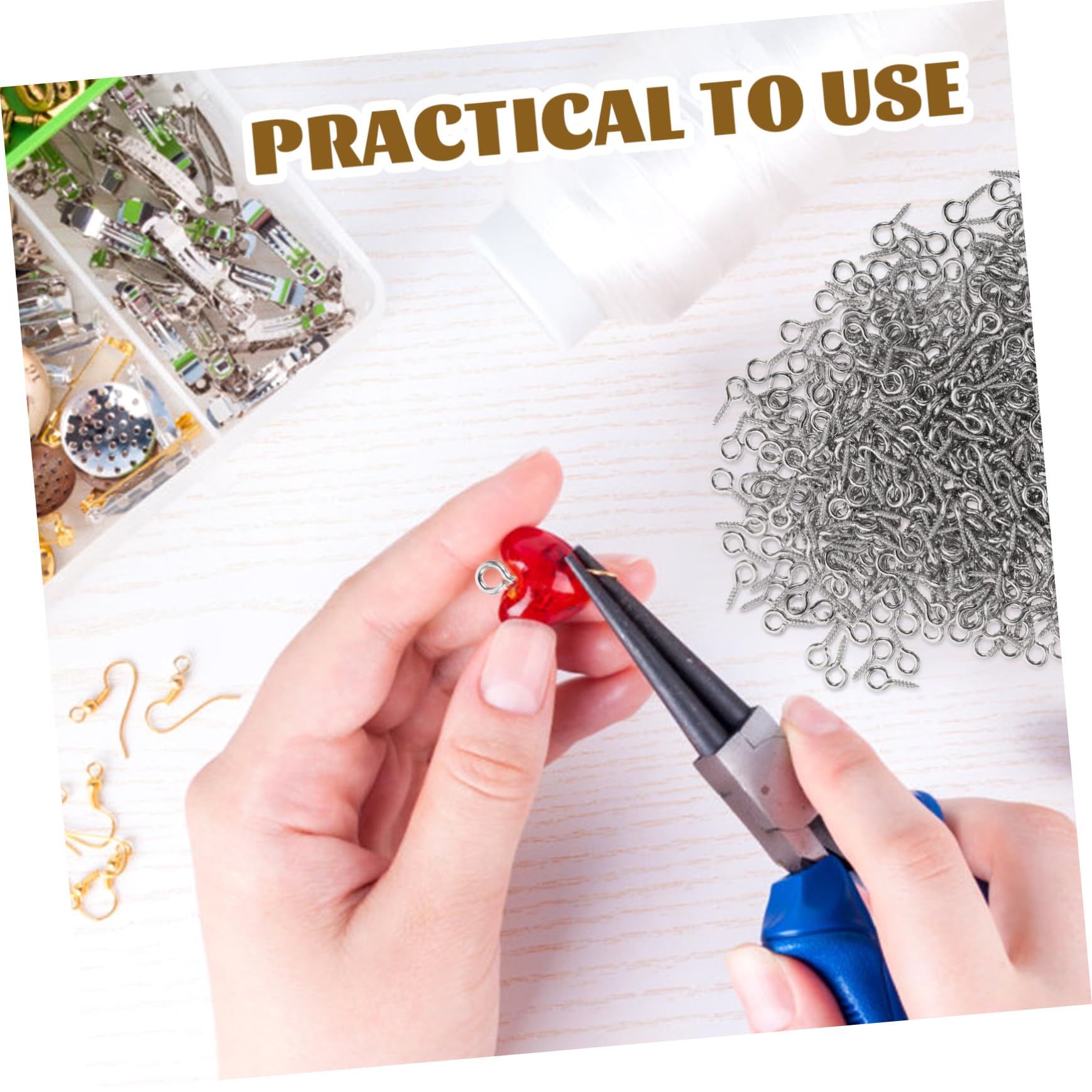 Housoutil Mini Screw Eye Pins 500 Pcs Ideal for Jewelry Making Charms Head Pins Accessories