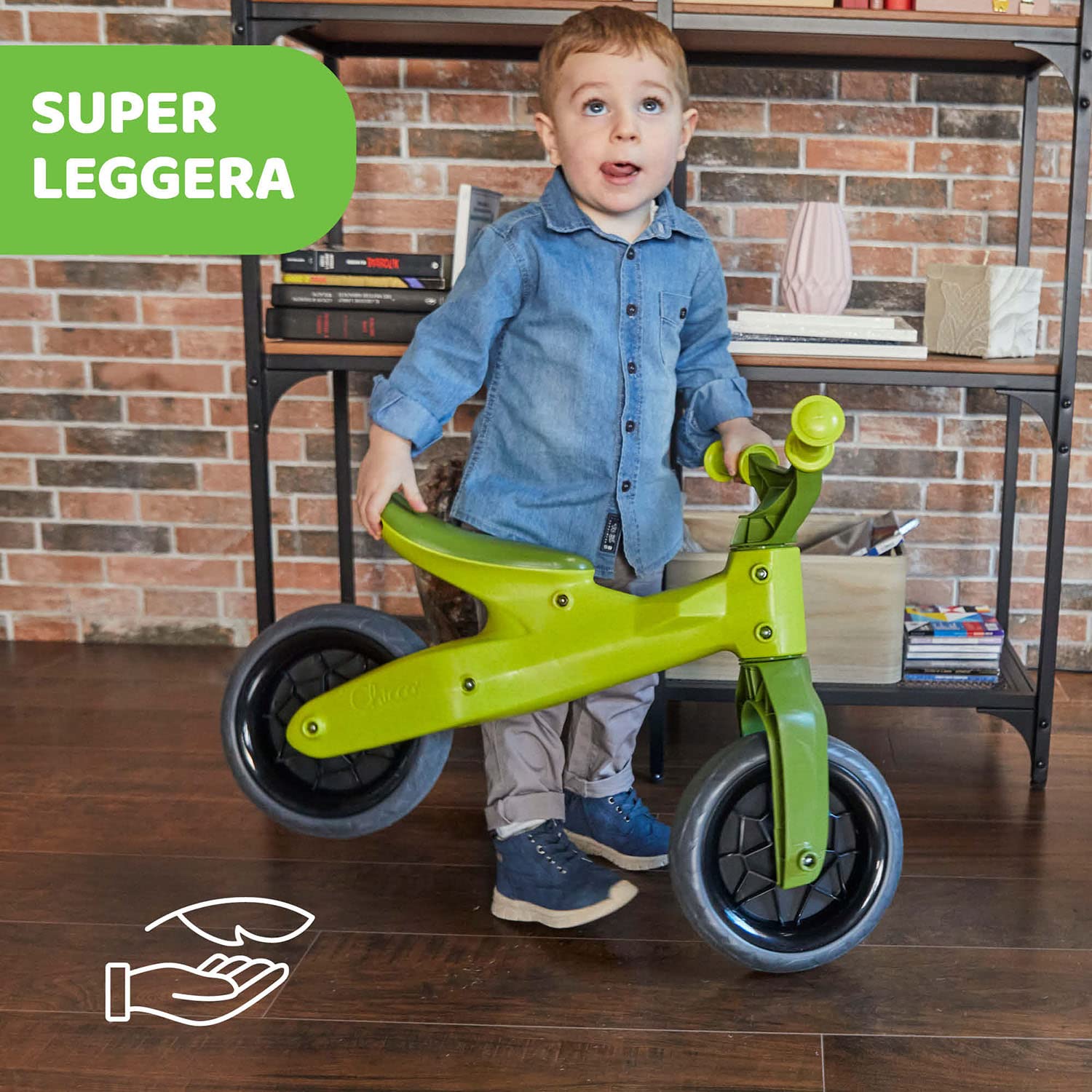 Chicco Balance Bike Eco+, Bici Bambini da 18 mesi a 3 anni (Fino a 25 kg), Bicicletta Senza Pedali per l'Equilibrio, Manubrio e Sellino Ergonomici, Ruote Antiforatura, 80% Plastica Riciclata