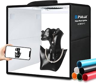 PULUZ 12x12 Light Box Photography Studio: Dimmable 120 LED Shooting Tent Kit, CRI>95 Lights + 6 Backdrops for Jewelry & Product Shots