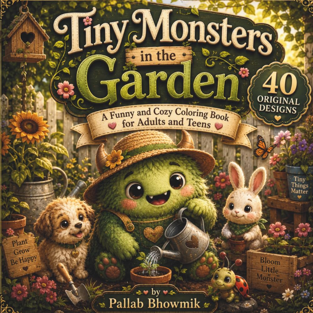 Tiny Monsters in the Garden: Funny and Cozy Coloring Book for Adults and Teens (Tiny Monsters Coloring Books)