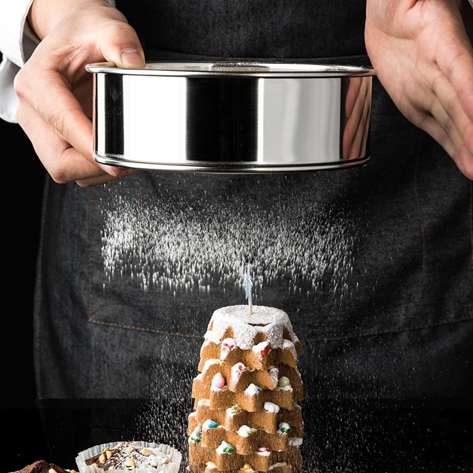 Stainless Steel Flour Sieve For Easy Storage And Carrying Round Strainer Kitchen Sifter Professional Baking Tool