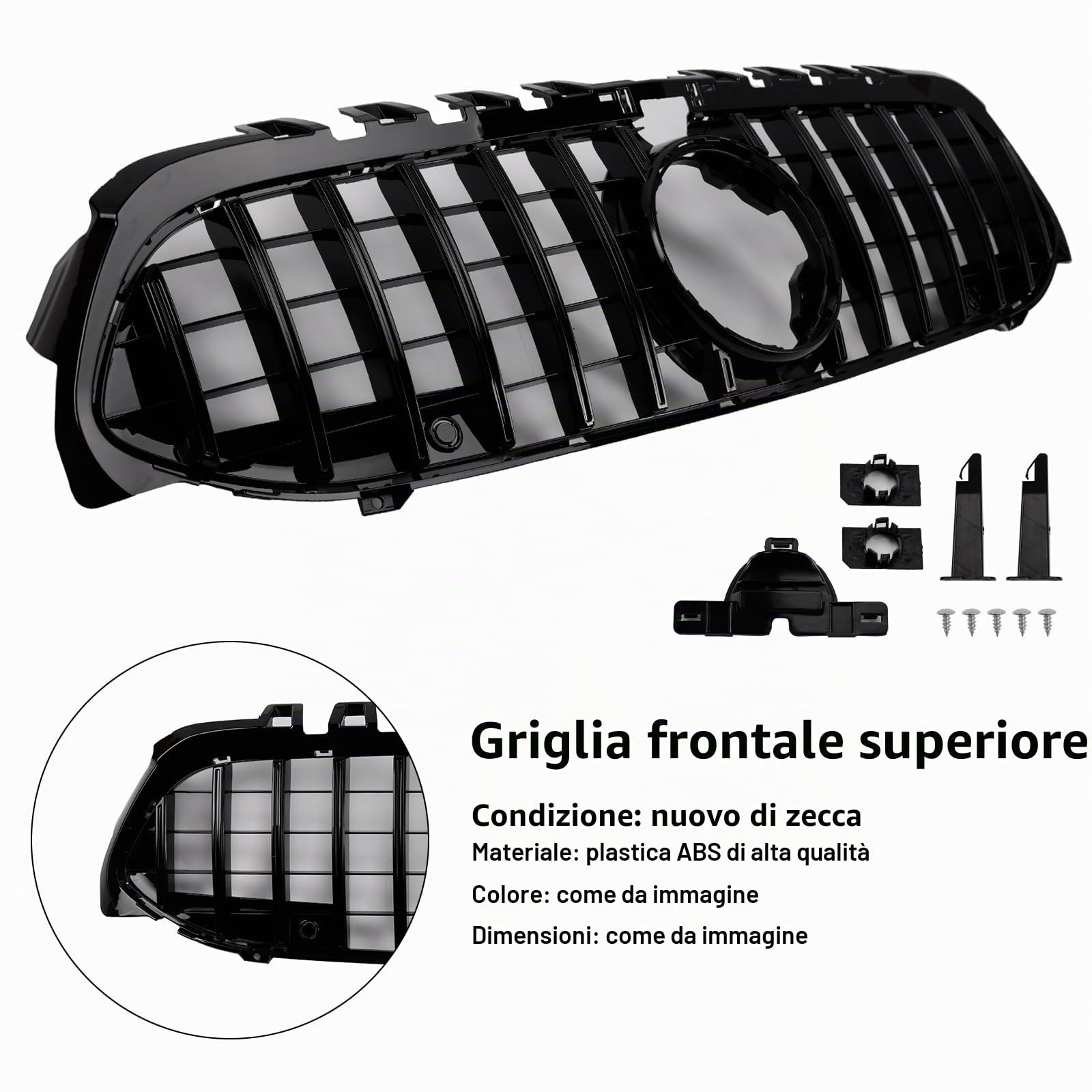 Griglia paraurti Anteriore GT-Style Adatto per Mercedes Benz A-Class W177 2019-2023 (No Logo)