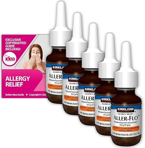 Aller-Flo Propionato de fluticasona (glucocorticoide) 50 mcg compatible con Kirkland, aerosol de alergia nasal (5 botellas 720 aerosoles medidos)