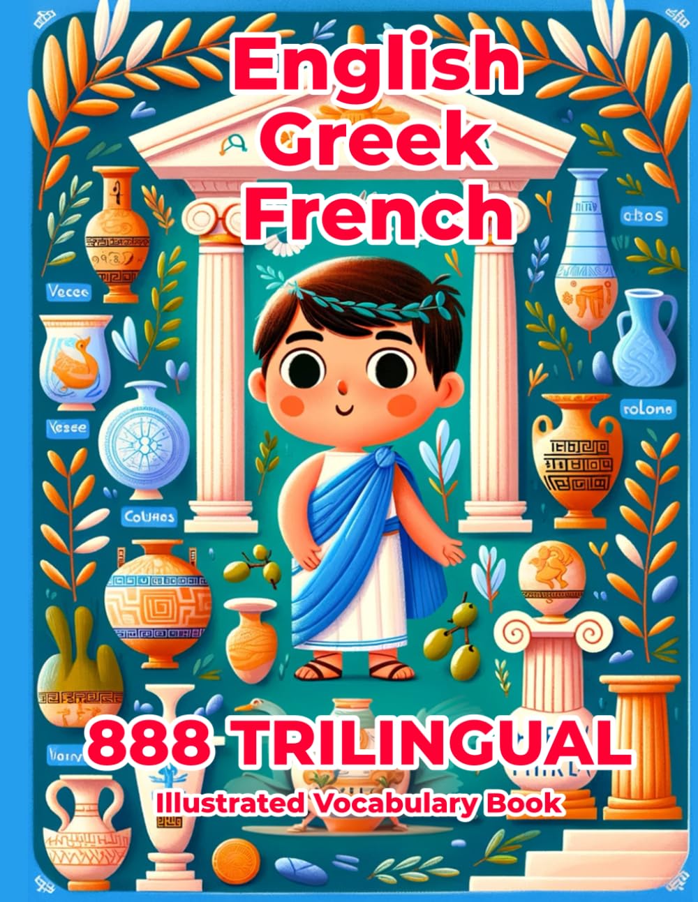 Trilingual 888 English Greek French Illustrated Vocabulary Book: Colorful Edition