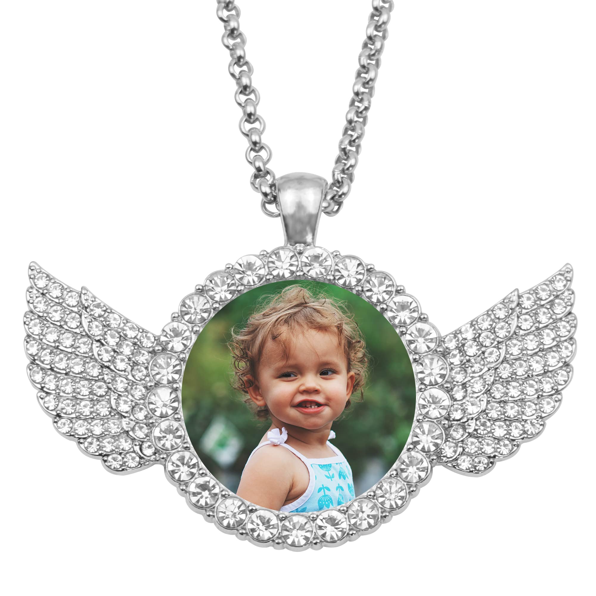 ESSPOCPicture Necklace Personalized Picture Chains for Men Photo Necklace Customized Picture Pendant Necklace for Women Memorial Necklace with Picture Hip-Hop Jewelry Gifts