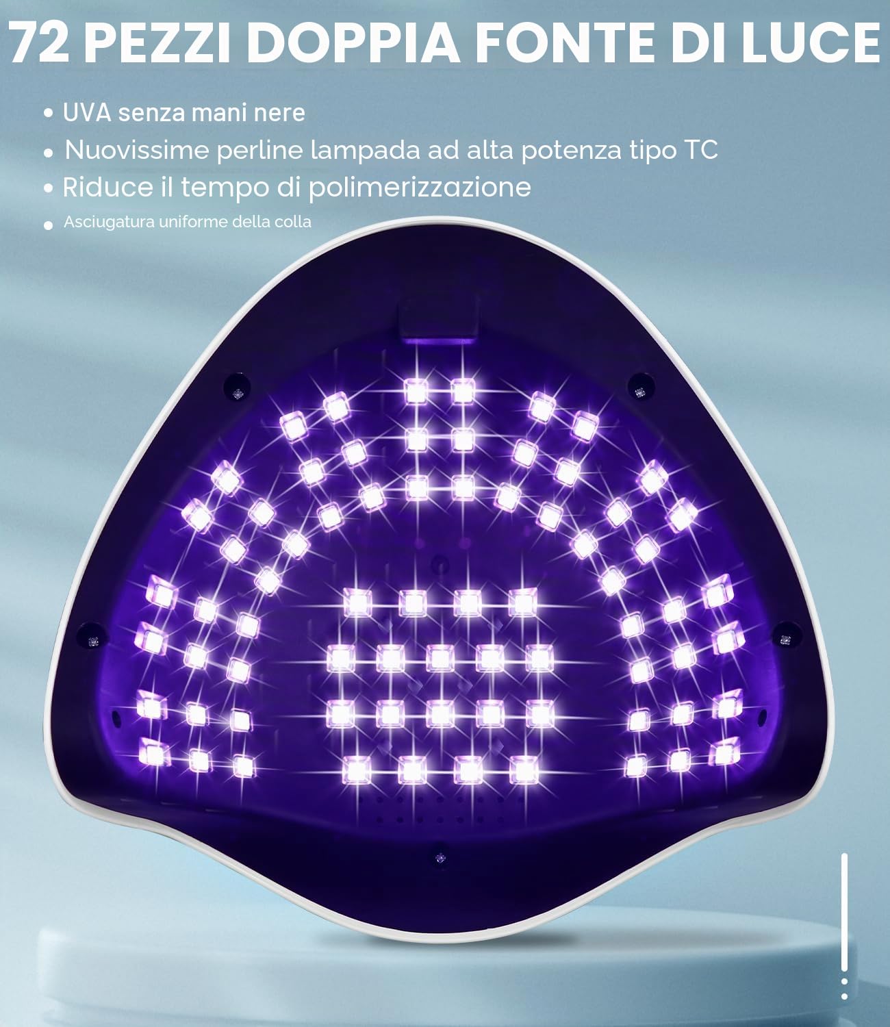 Lampada UV LED Unghie, 320W Professionale 72 sfere di lampada a LEDs, Semipermanente Curare Rapidamente Pedicure Fornetto per Tutti i Smalti, Automatico Sensore per Manicure a Casa e in Salone
