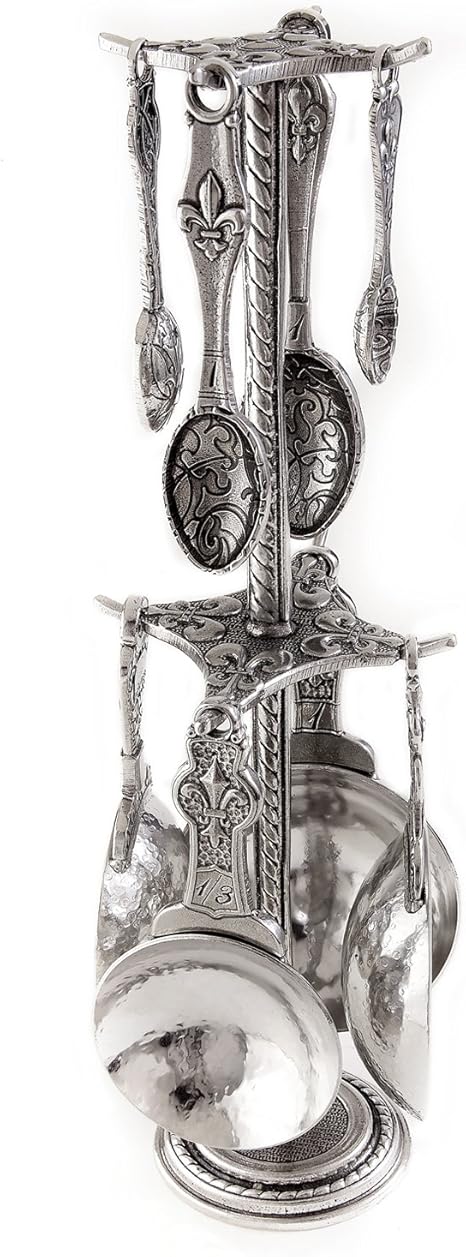 Crosby & Taylor Fleur de Lys Pewter Measuring Cups and Spoons Pewter Superpost Set