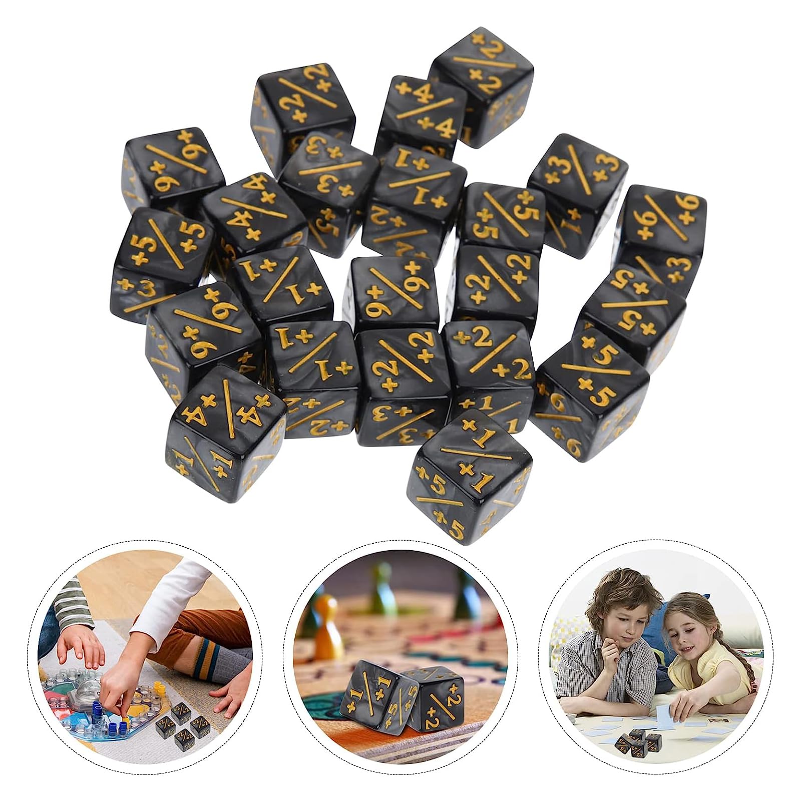 Wekuw 24 sztuki liczników kostek, MTG Magic kostki, zestaw tokenów, kostki lojalnościowe, D6, kompatybilne z MTG, CCG, akcesoria do gry w karty, worki do przechowywania (czarne i białe)