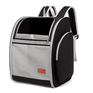 Hellomamma Cat Carrier Backpacks, Small Dog Puppy Large Cat Carrying Backpack up to 24lbs, Ventilated Design, Safety Straps, Buckle Support, Collapsible for Travel Hiking, Outdoor Use