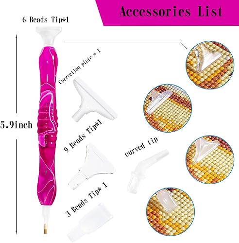 Miniatura 9 de RovyFota Bolígrafo de pintura de diamante actualizado con puntas de rosca de tornillo, 13 bolígrafos de arte de diamante, bolígrafos de pintura de