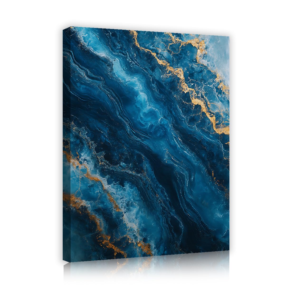 TOANGWALL Luxury Navy Agate Quartz Framed Wall Art Lounge Room Abstract Natural Mineral Canvas Prints for Apartment Restroom Decor 40x50cm