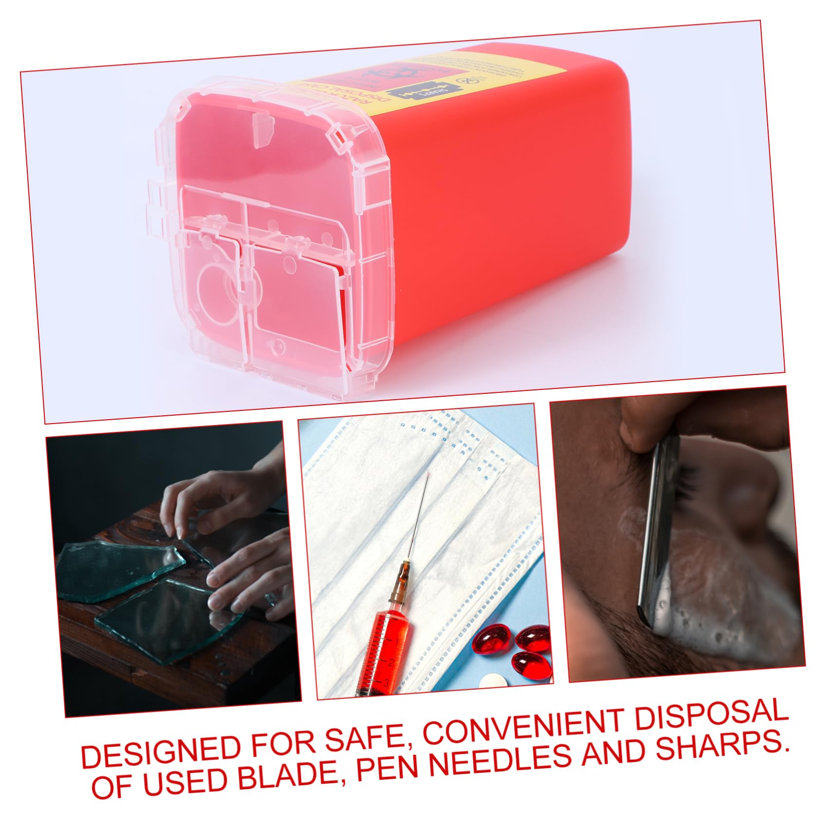 POPETPOP 5pezzi Contenitore Per Lamette Usate Scatola Dispenser Plastica Per Barbershop e Saloni Con Coperchio Sicuro Facile Da Trasportare e Smaltire Rosso