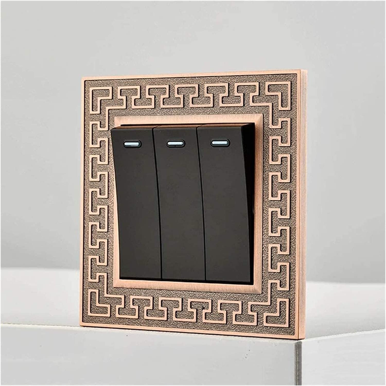 Interruptor de luz, interruptor de lámpara, interruptor de pared tipo 86, accesorio de iluminación, interruptor basculante de aleación de zinc rojo cobre, interruptor basculante de panel de control si