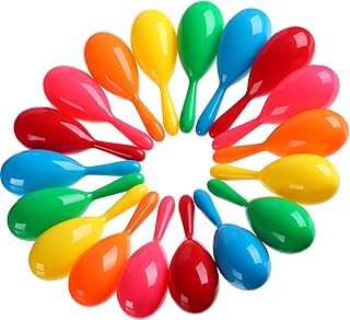 HESTYA 30 Pieces Mini Maracas Fiesta Mexican Maraca Shakers Colorful Noise Maker Plastic Pool Toys Luau Birthday Party Favors for Cinco De Mayo Day Musical Instruments, 6 Colors