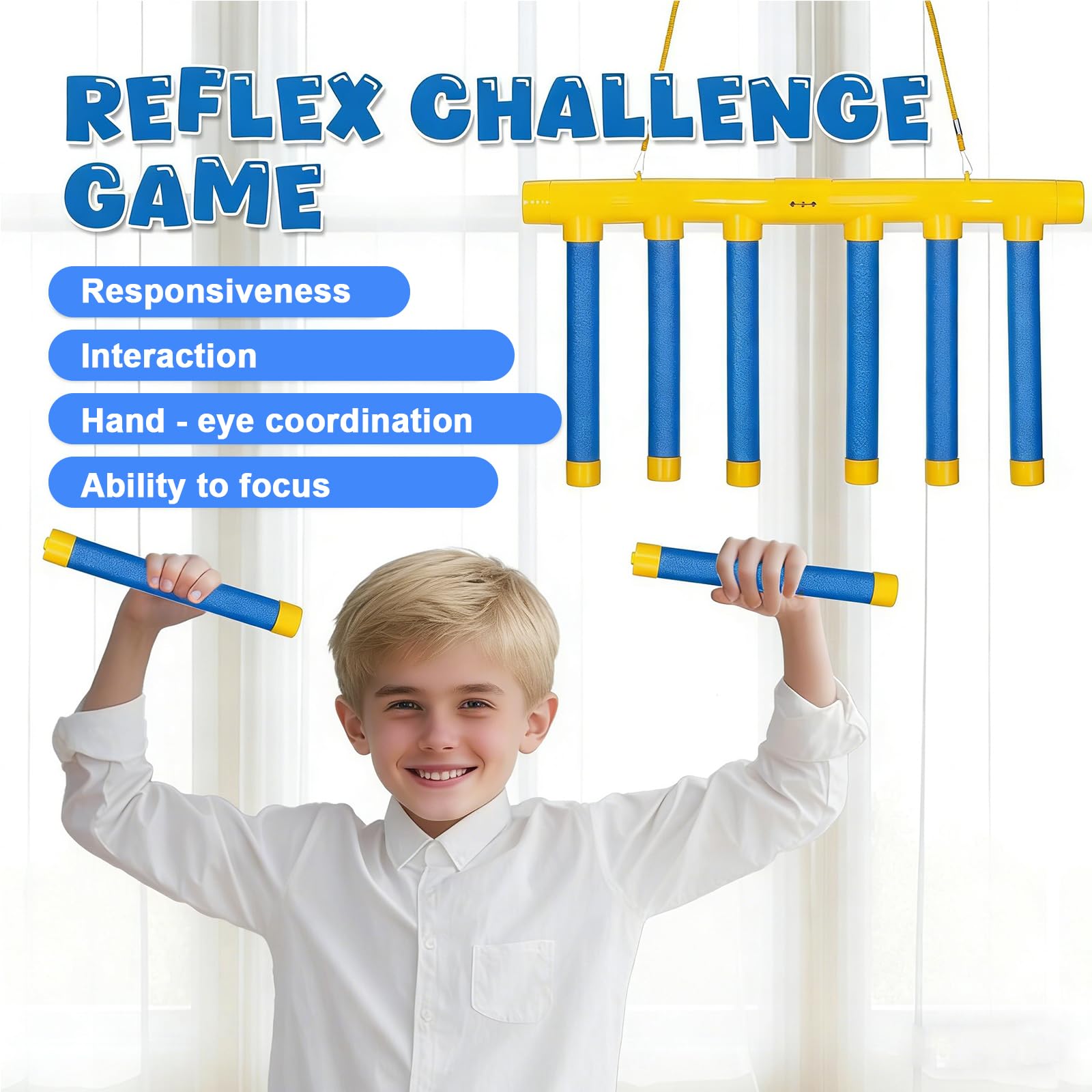 Gioco di Reazione Bastoncini da Afferrare, Giocattolo Coordinazione Occhio-Mano con Telecomando, 3 velocità Regolabili Sfida di velocità per Bambini Famiglia Festa Indoor Outdoor