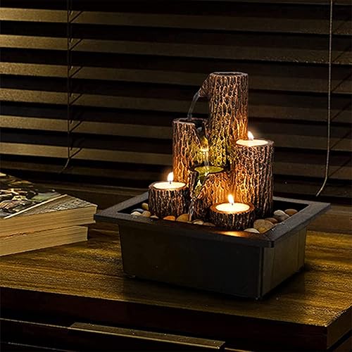 Miniatura 9 de Pequeña fuente de mesa de relajación para interiores, función de cascada de meditación zen con luz LED de color y rocas naturales, cascada