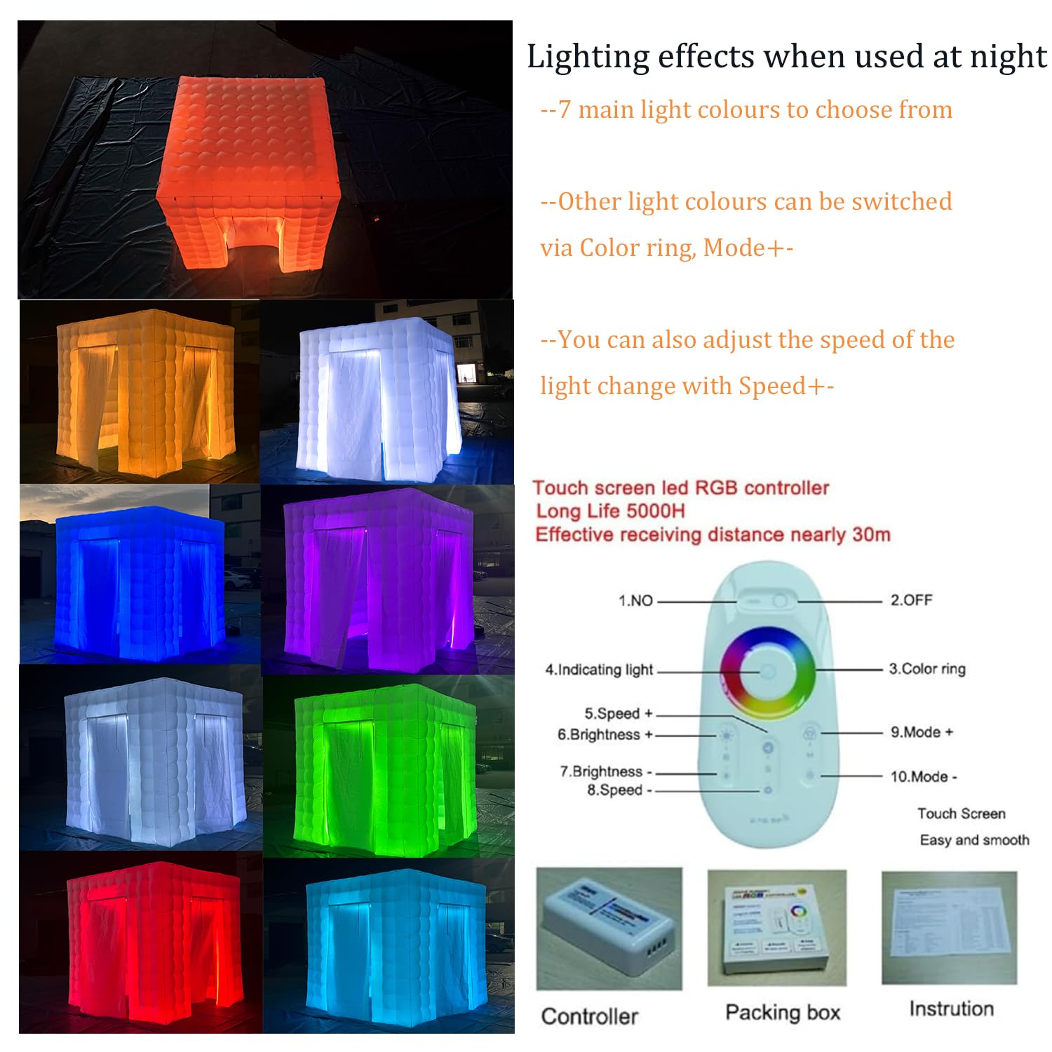 SAYOK Alloggiamento gonfiabile per foto con luce LED e soffiatore d'aria, tenda da 2,5 m, per eventi di matrimonio (due porte)
