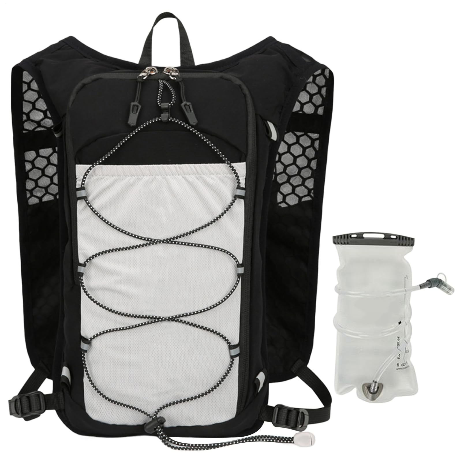 Plecak nawilżający - 40 cm odblaskowy plecak do biegania, do regulowanego użytku sportowego, oddychający, z pęcherzem wodnym 1,5 l, dla kobiet, mężczyzn, jazdy konnej, na kemping, podróże, trekking