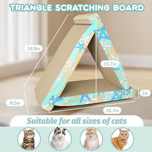 Miniatura 8 de Almohadilla para rascar gatos - Rascador de cartón corrugado 3 en 1 para gatos de interior, tabla de rascar profesional para gatos adultos,