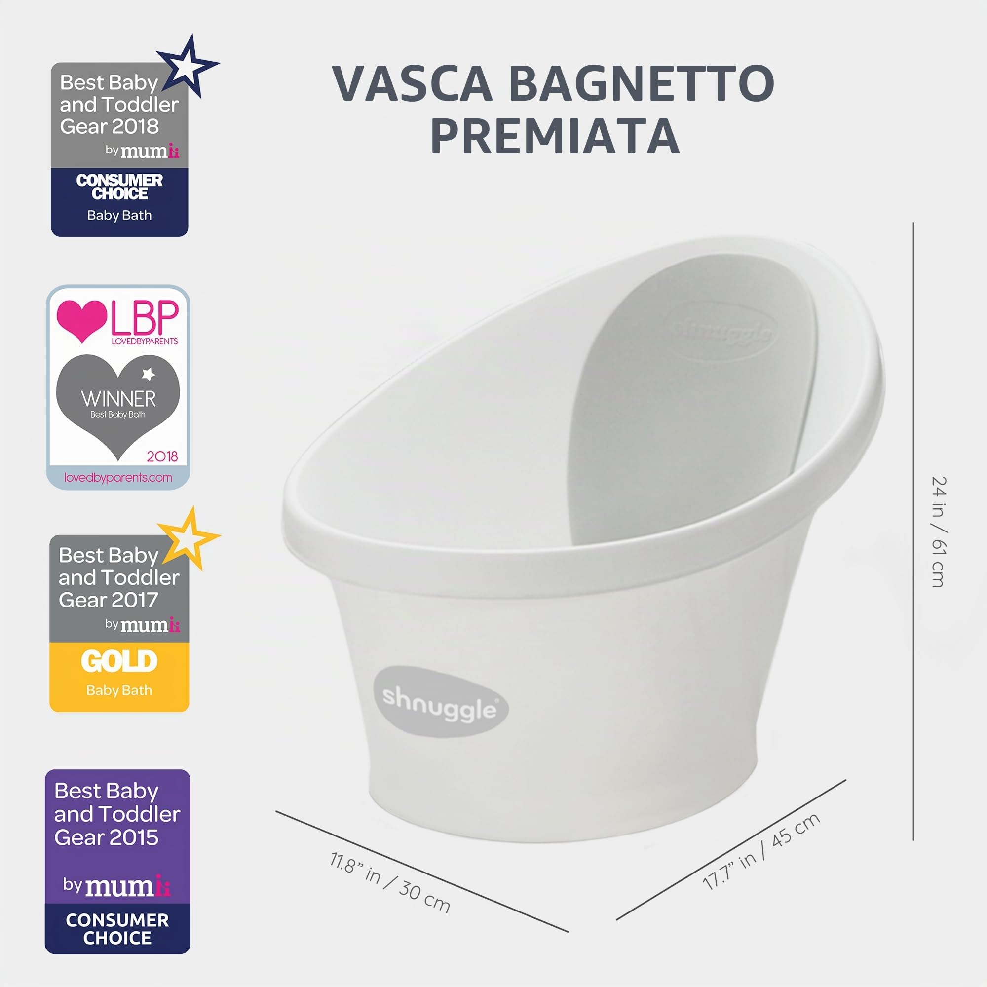 Shnuggle Bagnetto per neonato, supporto integrato e schienale morbido, adatto fin dalla nascita, supporto per seggiolino per vasca da bagno con spina inclusa, verde eucalipto