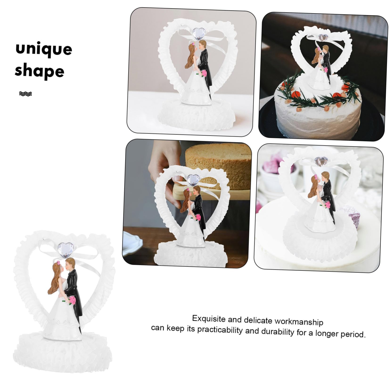 Vaguelly Romantische Hochzeitsdekoration Brautpaar Figur aus Kunstharz Zarte Tischdekoration für Hochzeit Kompakt und Tragbar