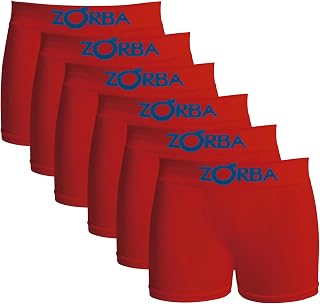 Kit com 6 Cuecas Zorba Boxer Algodão Sem Costura Infantil 678 Vermelho