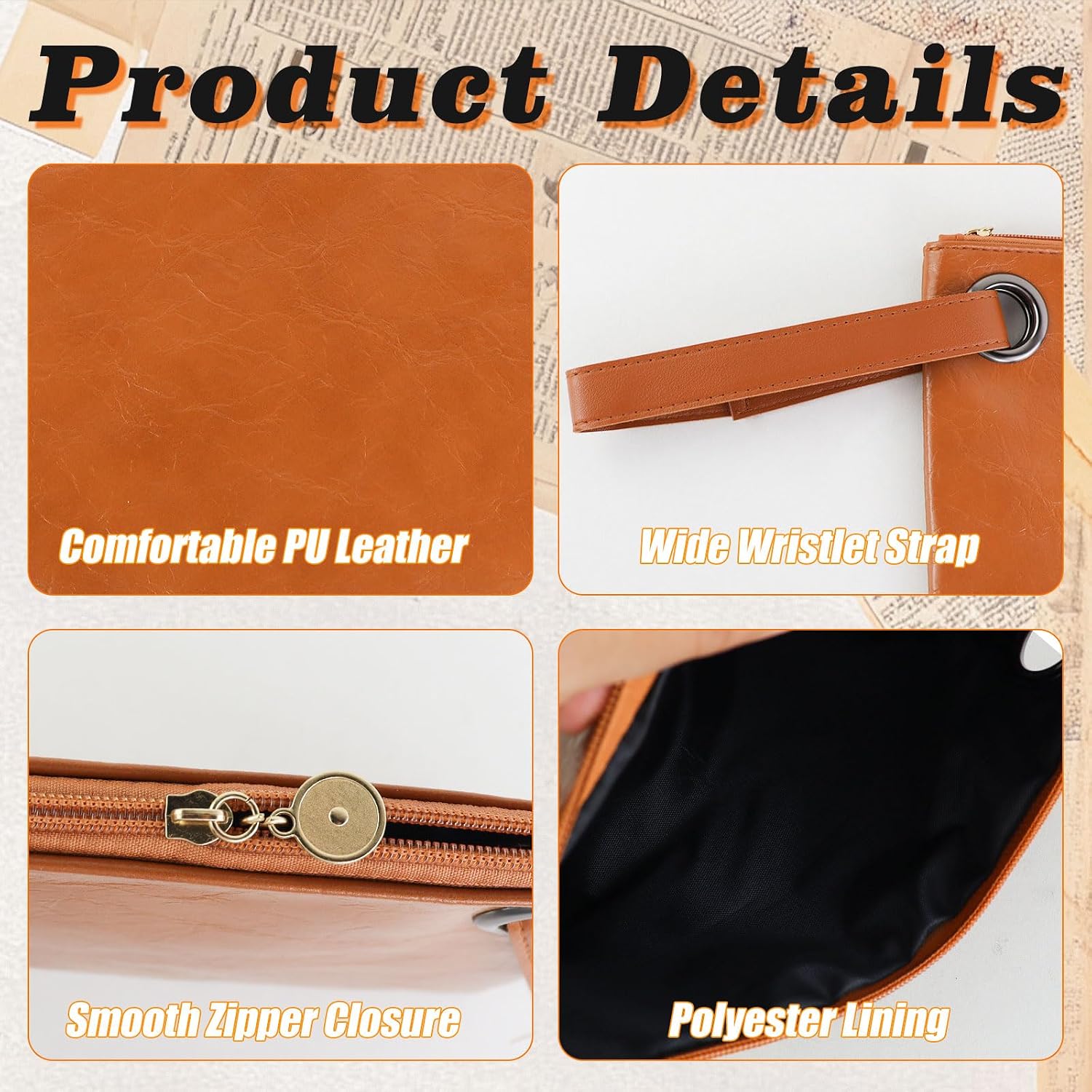 PU Leather Wristlet Wallets for Women, Womens Clutch Purse Wallet Wristlet Handbag with Wide Wrist Strap & Zipper | Large Capacity