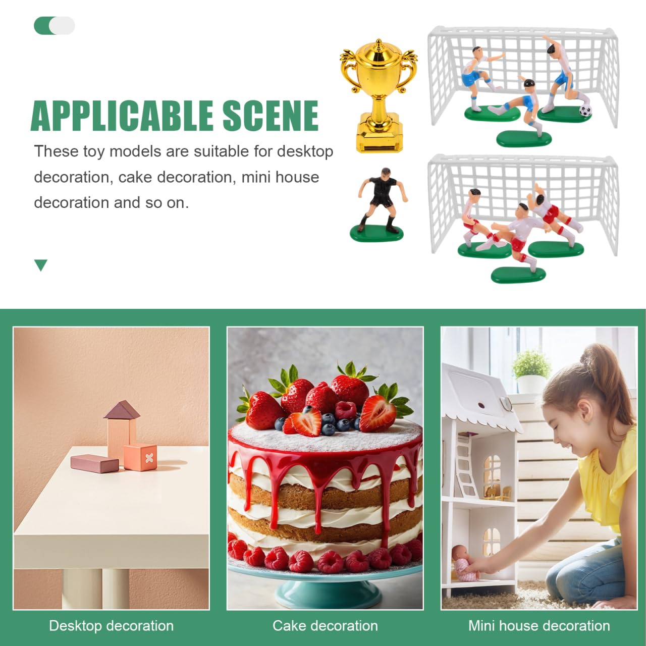 TOYANDONA 1 Set Dollhouse Football Model Miniature Soccer Soccer Figures Players Finger Soccer Game Tabletop Soccer Game Mini Indoor Soccer Net Soccer Cake Toppers Plastic re-usable - Image 4