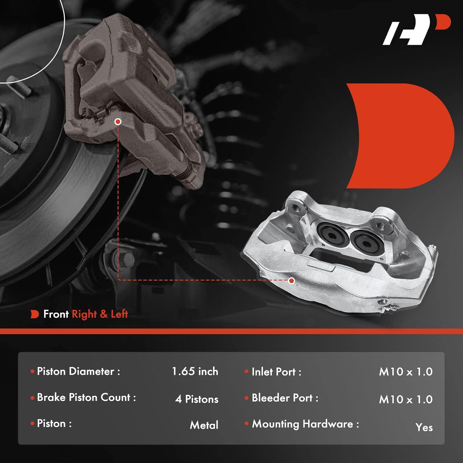 A-Premium Disc Brake Caliper Assembly Compatible with Select Cadillac and Chevy Models - Camaro 2016, ATS 2013-2019, CT6 2016-2020, CTS 2015-2019 - Front Left Driver Side