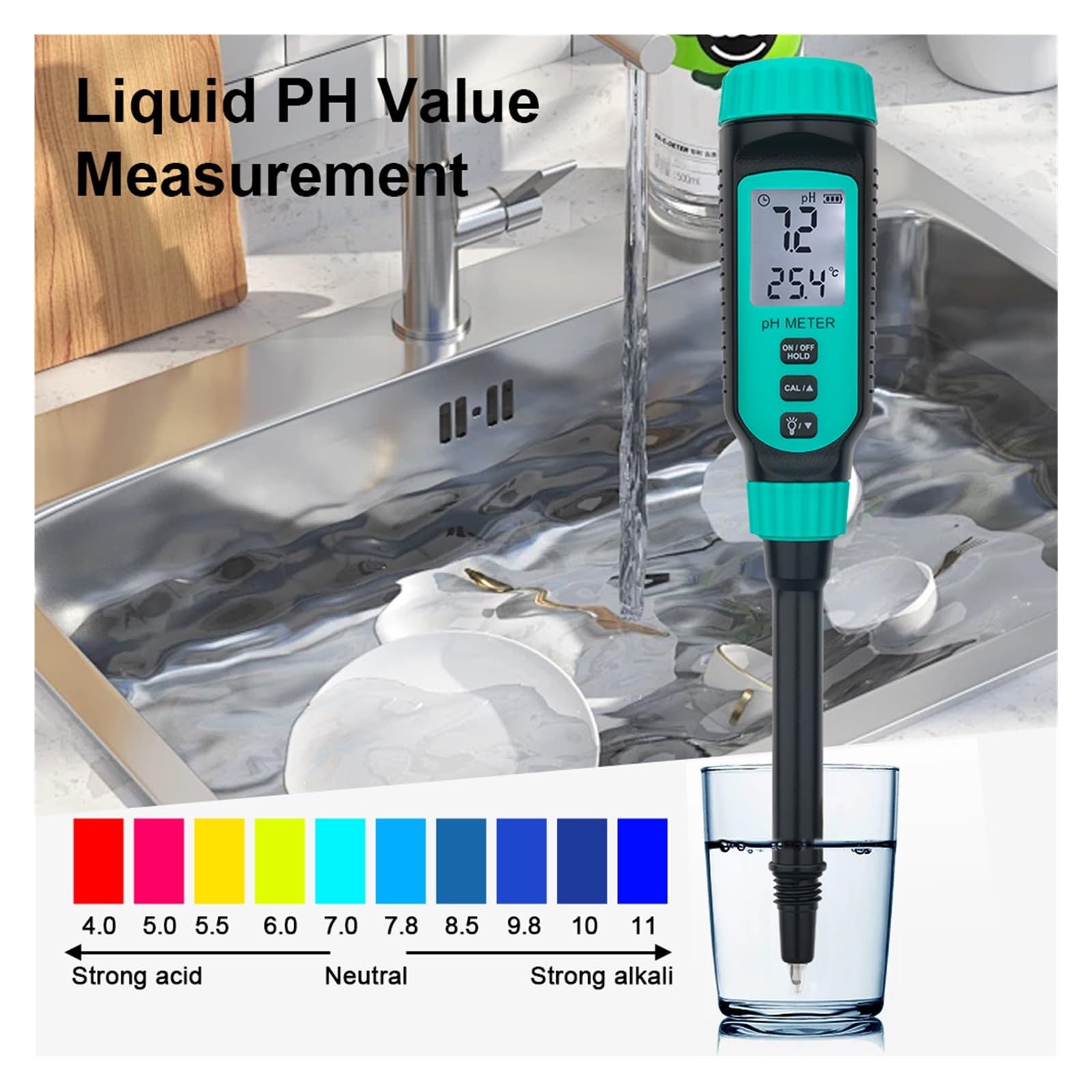 Misuratore PH 4 In 1 Tester Del Terreno Display LCD Retroilluminato Portatile For Pane Liquido Pasticceria Acidimetro Professionale Misurazione Accurata